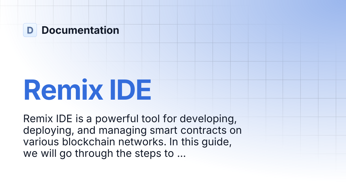 Remix IDE | Documentation